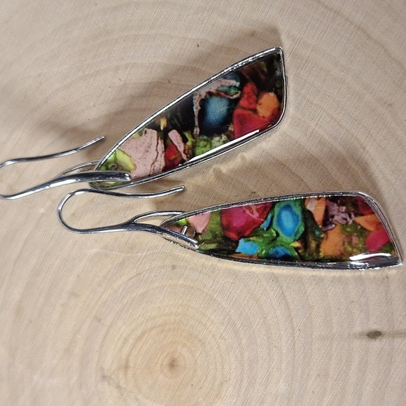 Colorful Abstract Drop Earrings - Picture 3 of 5